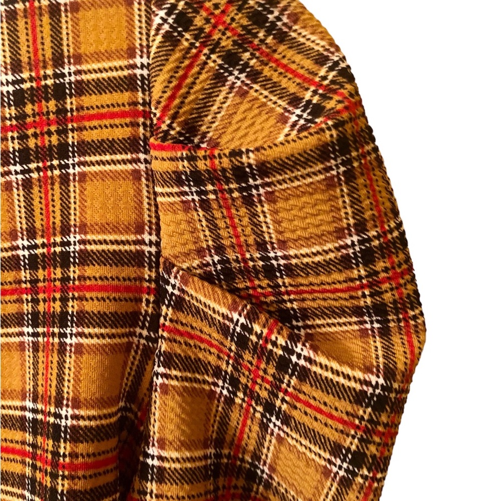 Absolutely Love It Dress Plaid Ruching Puffy Sleeves Sz. Juniors Large - Picture 5 of 8